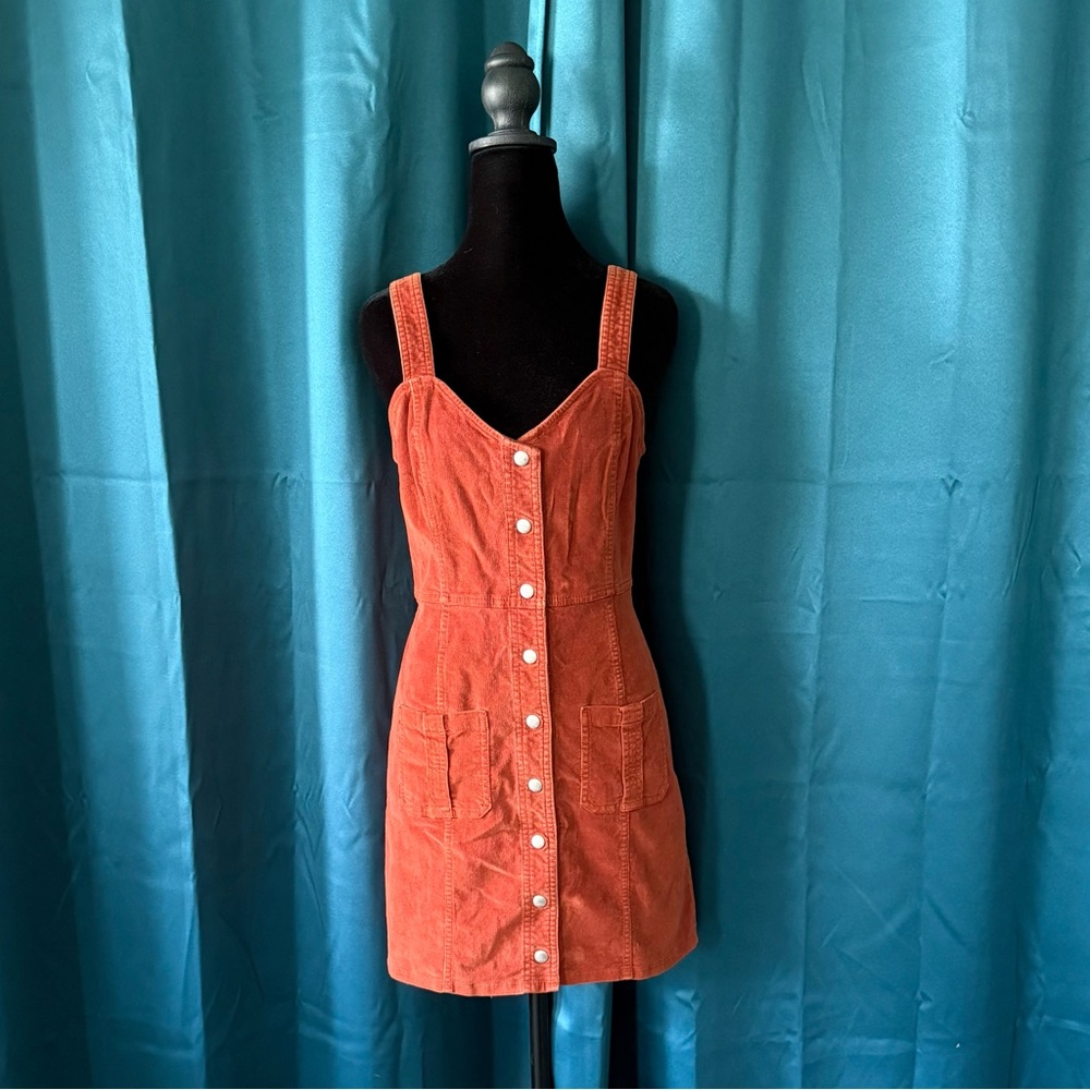 Express Rust Corduroy Dress ~ Full Snap Front ~ Pockets ~ Autumn Vibe